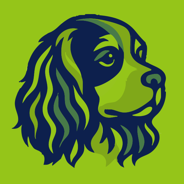 collage-1b a green-tinted modern pop art style dog illustration