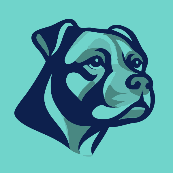 collage-2b a blue-tinted modern pop art style dog illustration