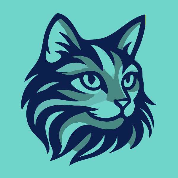 collage-4b a blue-tinted modern pop art style cat illustration